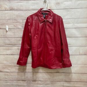 VINTAGE 90s DIALOGUE‎ RED LEATHER JACKET